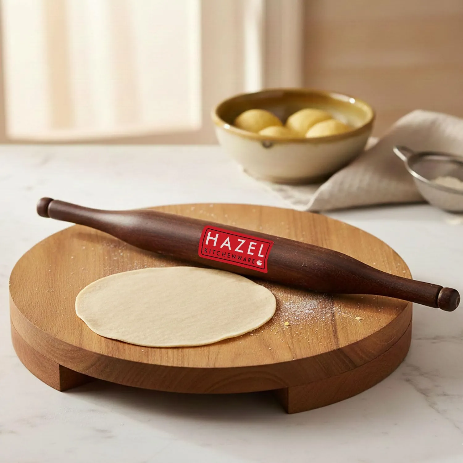 HAZEL Sagwan Polpat Chakla Roti Chapati Maker 23 cm with Sheesham Roti Roller